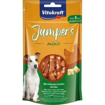 Vitakraft Jumpers Minis ChickenCheeseStripes, 6x80g 3 Vitakraft Jumpers Minis ChickenCheeseStripes, 6x80g