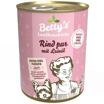 Betty's Landhausküche Rind Pur Mit Leinöl 6 X 400g Für Hund 3 Betty's Landhausküche Rind Pur Mit Leinöl 6 X 400g Für Hund